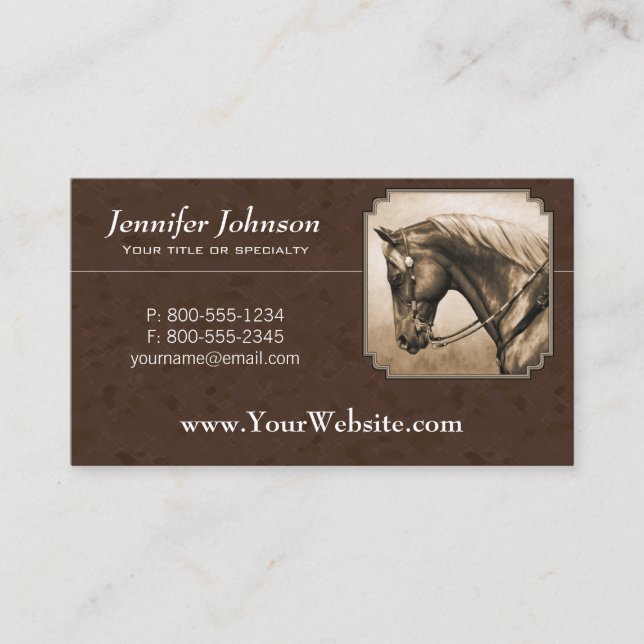 The Old West Quarter Horse Sepia Brown Visitenkarte (Vorderseite)