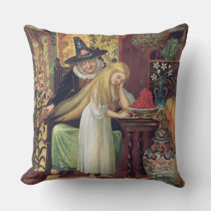 The Old Witch combing Gerda's hair with a golden c Kissen