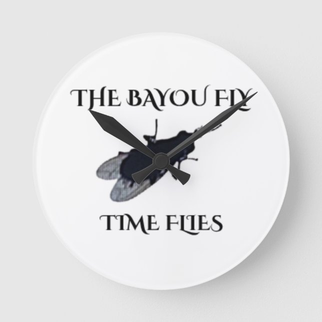 The Original Bayou Fly  Time Flies Runde Wanduhr (Vorderseite)