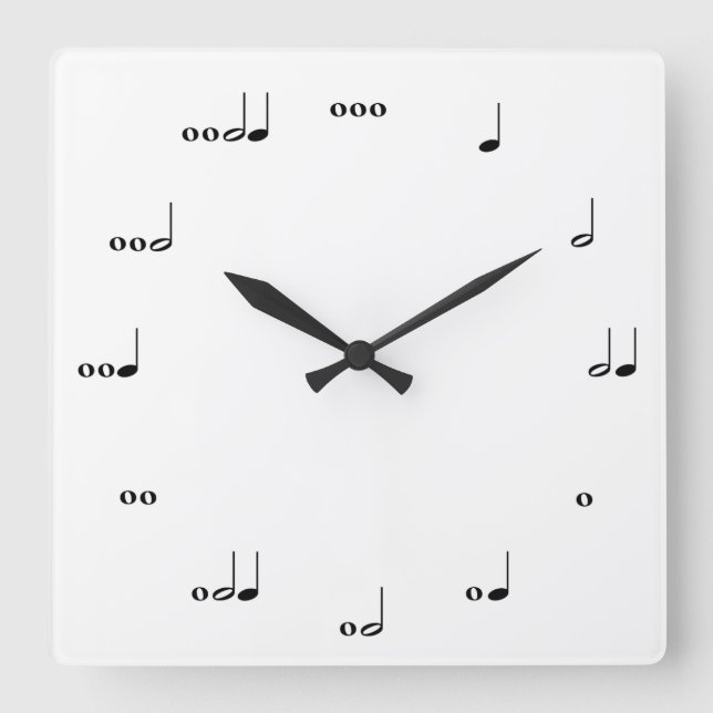 The Original Music Note Clock Quadratische Wanduhr (Vorderseite)