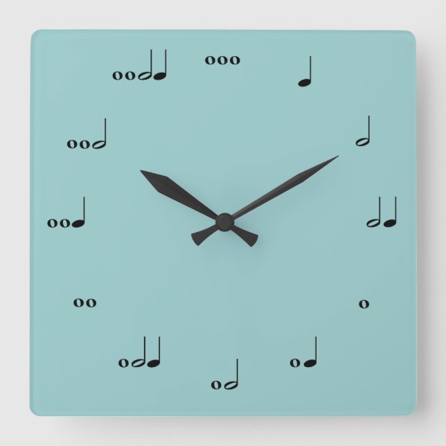 The Original Music Note Clock Quadratische Wanduhr (Vorderseite)