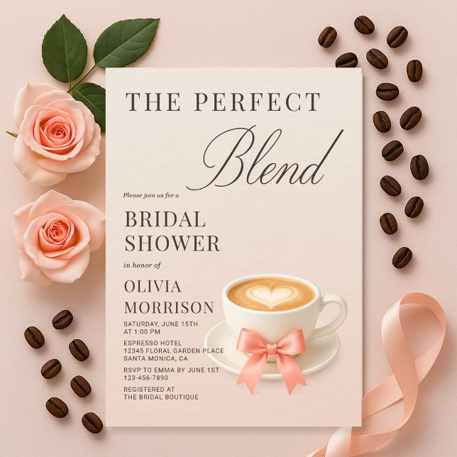 The Perfect Blend Coquette Coffee Bridal Shower Einladung (Von Creator hochgeladen)