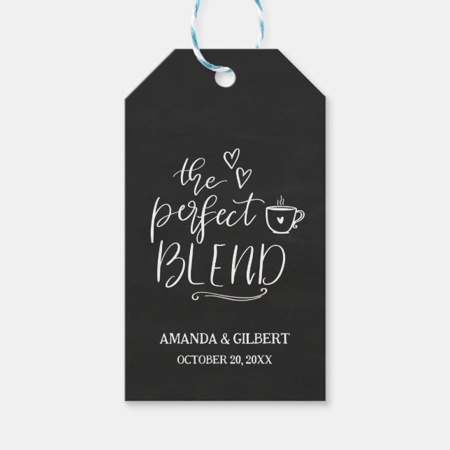 The Perfect Blend Cute Script Chalkboard Wedding Geschenkanhänger (Vorderseite)