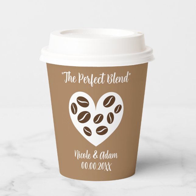 "The Perfect Blend" Papier Kaffeetassen für Hochze Pappbecher (Vorderseite)