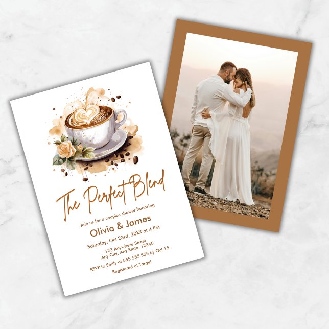 The Perfect Blend Photo Wedding Couples Shower Einladung (The Perfect Blend Coffee Photo Wedding Couples Shower Invitation )