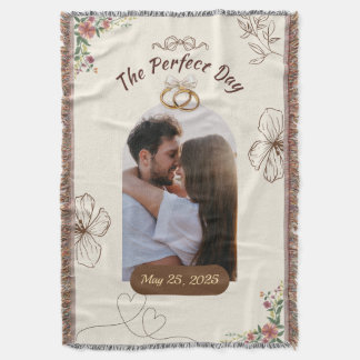 The Perfect Day Custom Wedding Pic w/Rings & Date Decke