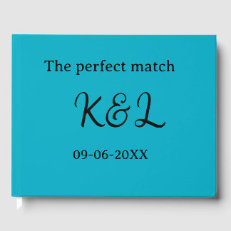 The perfect match couple name letter date blue sim gästebuch