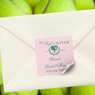 The Perfect Match Pickleball Club Brautparty Quadratischer Aufkleber