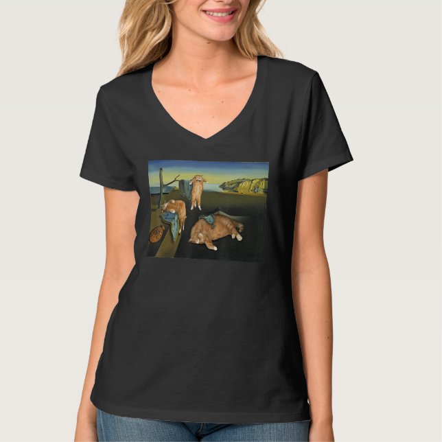 The Persistence of Memory Cat  Painting T-Shirt (Vorderseite)