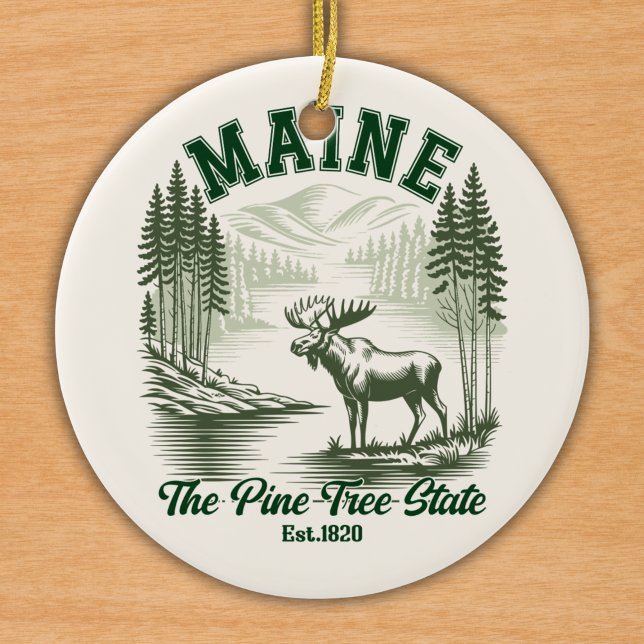 The Pine Tree State  - Mountain Forest View Keramik Ornament (Von Creator hochgeladen)