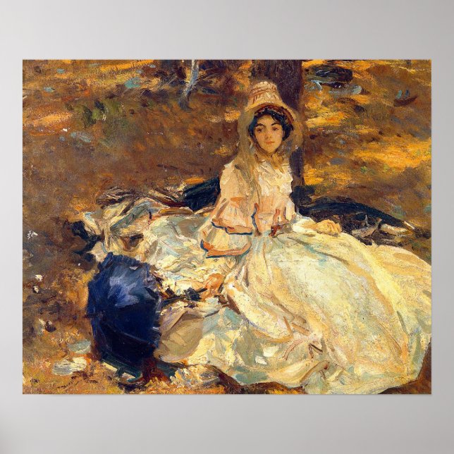 The Pink Dress, by John Singer Sargent Poster (Vorne)