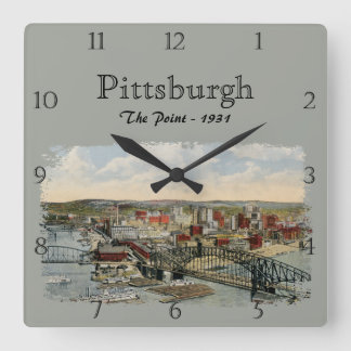 The Pittsburgh Point 1931 Custom Square Wall Clock Quadratische Wanduhr
