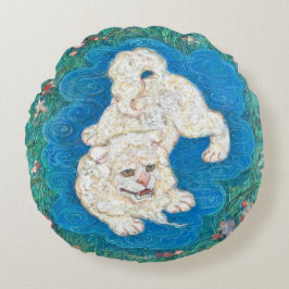 The Playful Shishi: Whimsical Rundes Kissen