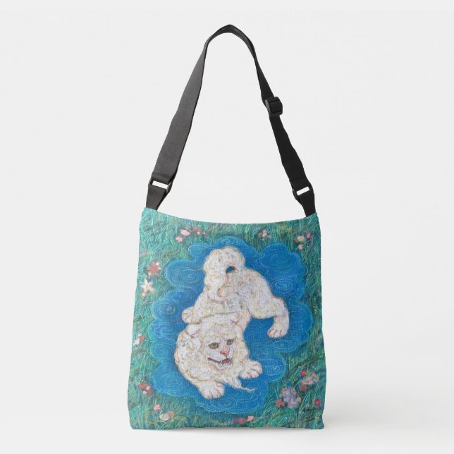 The Playful Shishi: Whimsical  Tragetaschen Mit Langen Trägern (Vorderseite)