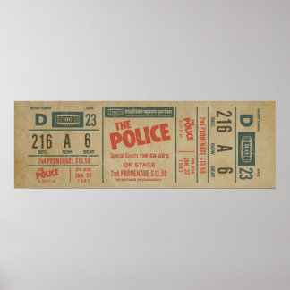 The Police Konzert Ticket – Vintage Rock Wandkunst Poster