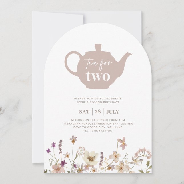 Thé Pour Deux Arches Floral Invitation Anniversair (Devant)