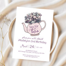 Thé pour deux Floral 2ème Anniversaire Invitation 