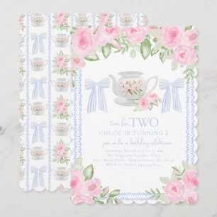 Thé pour deux Grandmillennial Birthday Invitation