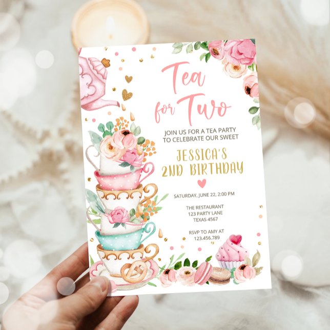 Thé pour deux invitations anniversaire Floral Tea  (Créateur téléchargé)