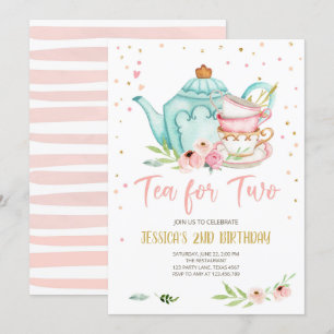 Thé pour deux Invitations d'anniversaire Floral Te