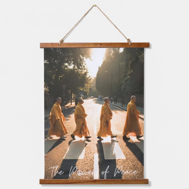 THE POWER OF PEACE - Inspirational Monk  Wandteppich Mit Holzrahmen (Vorderseite)