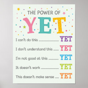 The Power of Yet Growth Mindset Classroom Poster