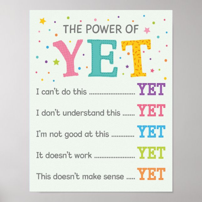 The Power of Yet Growth Mindset Classroom Poster (Vorne)