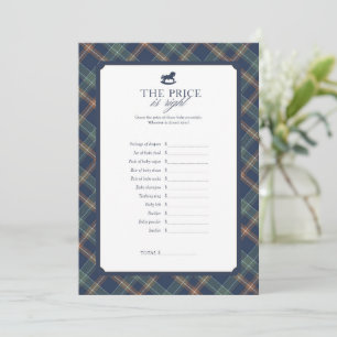 The Price Is Right Baby Shower Spiel Navy Kariert Hinweiskarte