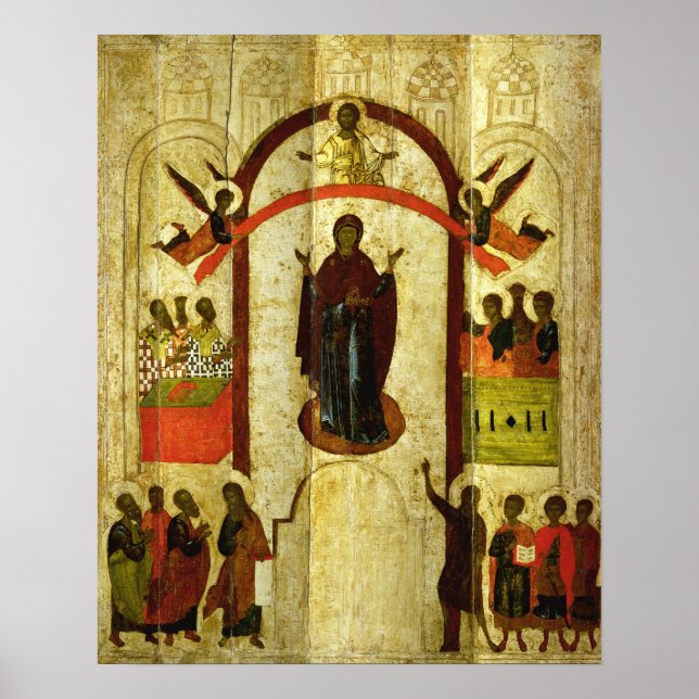 The Protection of the Theotokos  Russian icon Poster (Vorne)