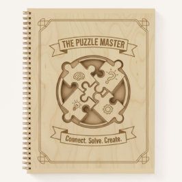 The Puzzle Master Connect Solve Create Wood Notizbuch