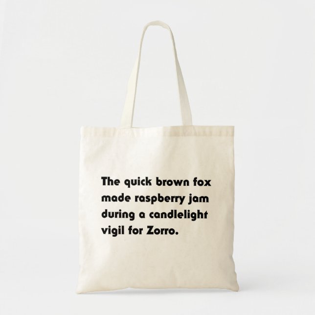 The Quick Brown Fox Made Raspberry... Pangram Tee Tragetasche (Vorne)