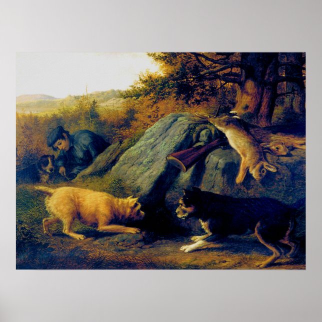 The Rabbit Hunters Thomas Hewes Hinckley 1850 Poster (Vorne)