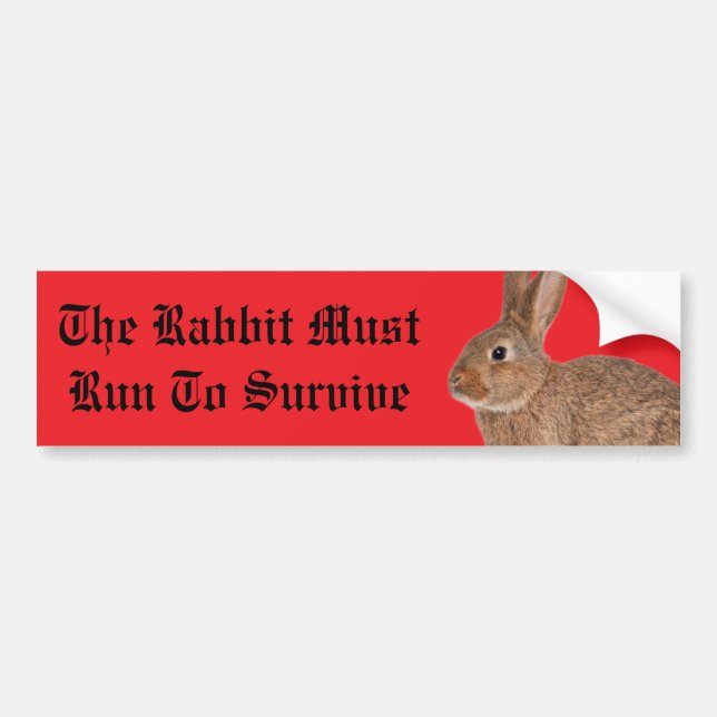 The rabbit must run to survive bumper sticker (Devant)