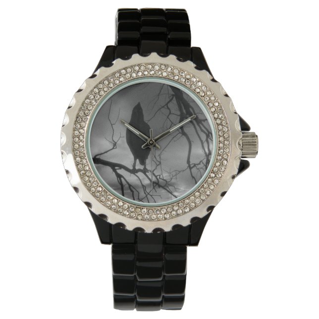 The Raven - Nevermore Sonnenbäume Baum Armbanduhr (Vorderseite)