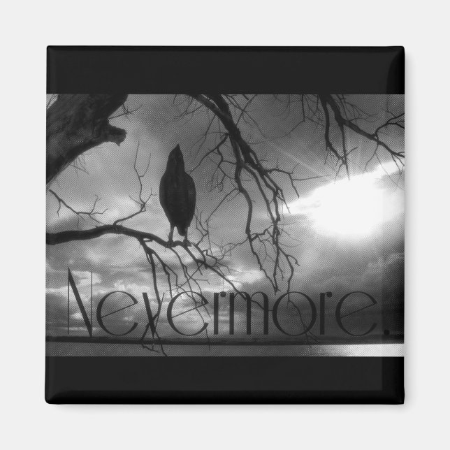 The Raven - Nevermore Sunams & Tree B&W Magnet (Vorne)