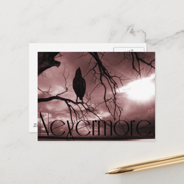 The Raven - Nevermore Sunams & Tree Postkarte (Vorderseite/Rückseite Beispiel)