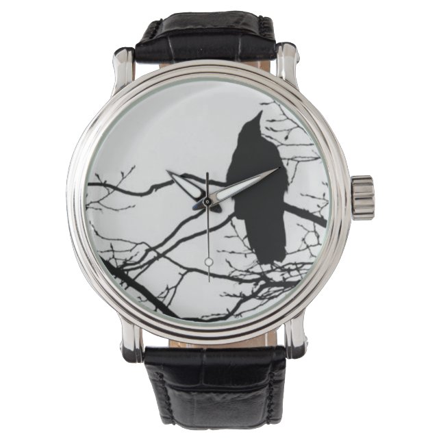The Raven - Poet on a Tree Branch Armbanduhr (Vorderseite)