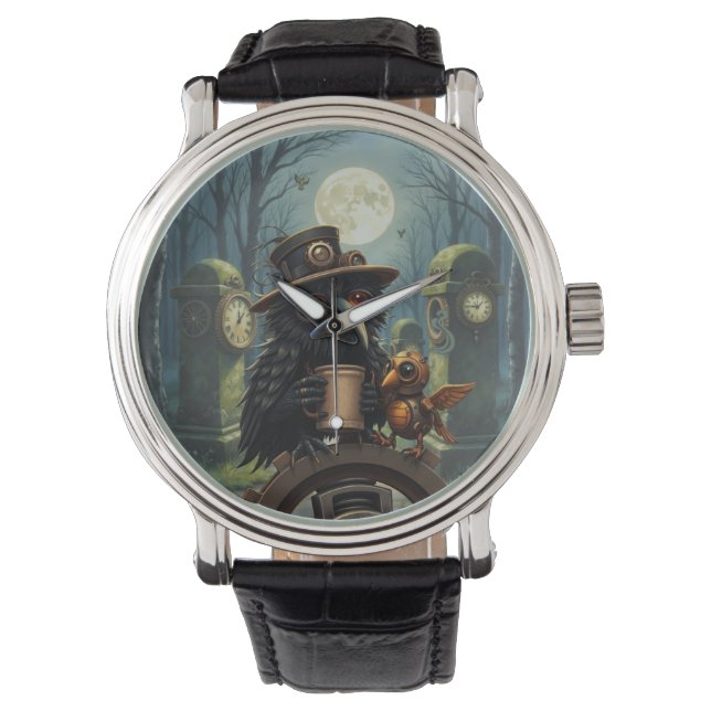 The raven powered by Coffee Armbanduhr (Vorderseite)