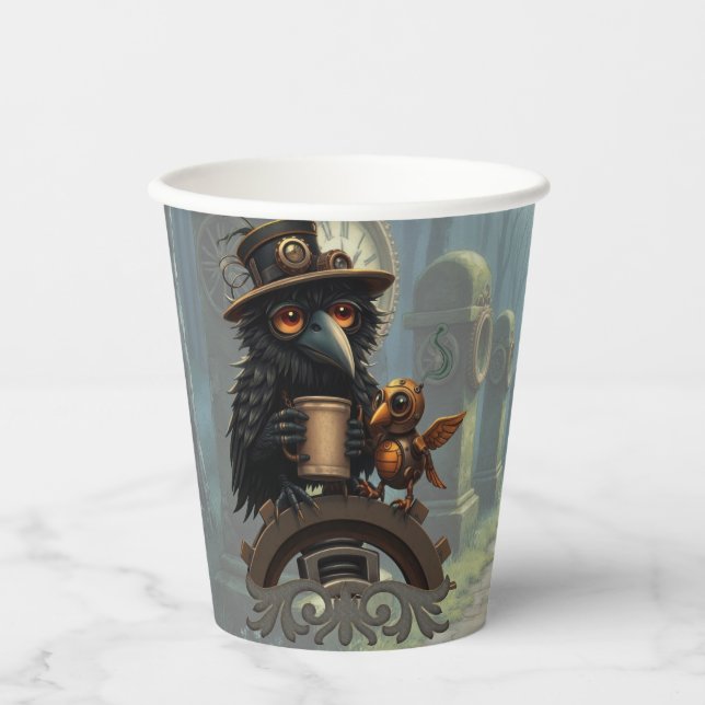 The raven powered by Coffee Pappbecher (Vorderseite)