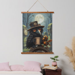 The raven powered by Coffee Wandteppich Mit Holzrahmen