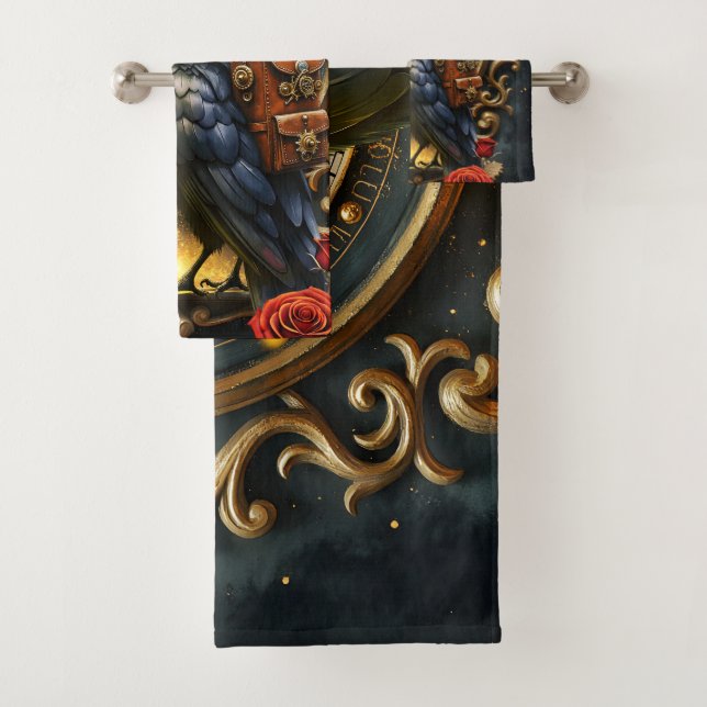 The Raven’s Clockwork Delivery  Badhandtuch Set (Insitu)