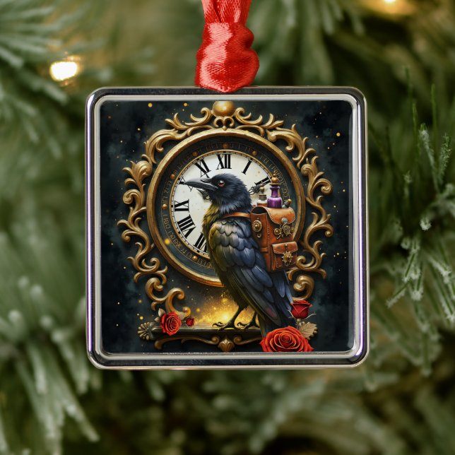 The Raven’s Clockwork Delivery  Ornament Aus Metall (Baum)