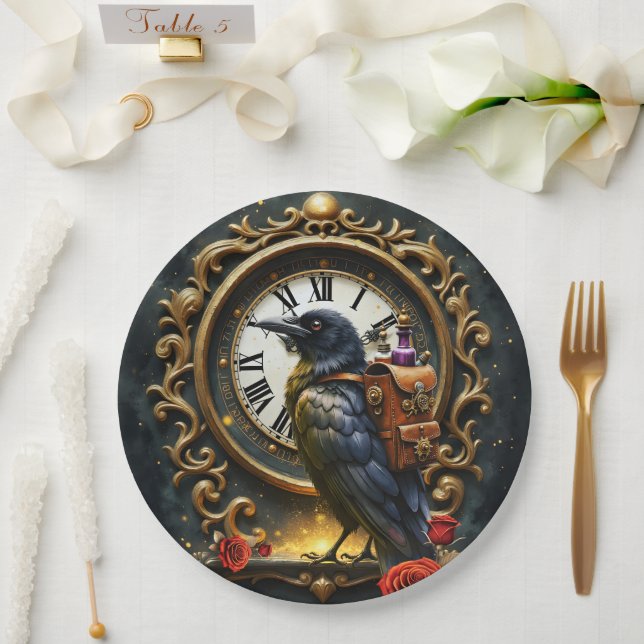 The Raven’s Clockwork Delivery  Pappteller (Hochzeit)