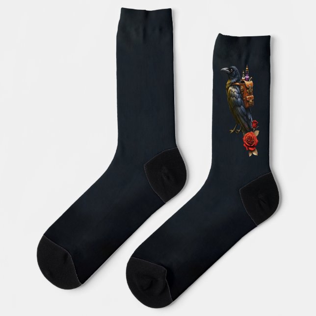 The Raven’s Clockwork Delivery  Socken (Linkes Detail)