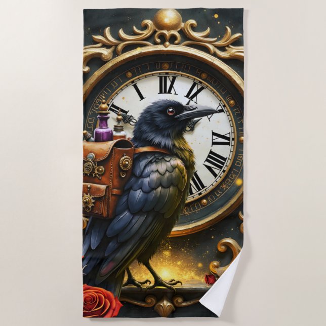 The Raven’s Clockwork Delivery  Strandtuch (Vorderseite)