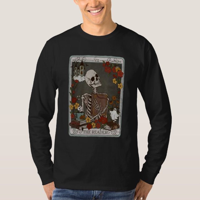 The Reader Tarot Card Bookish Skeleton Librarian B T-Shirt (Vorderseite)