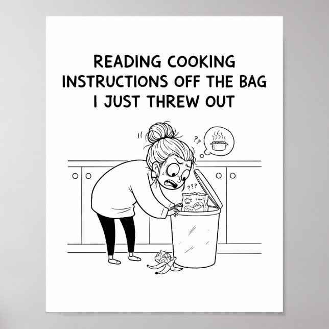 The Recipe Regret Minimalist Kitchen Comic Poster (Vorne)