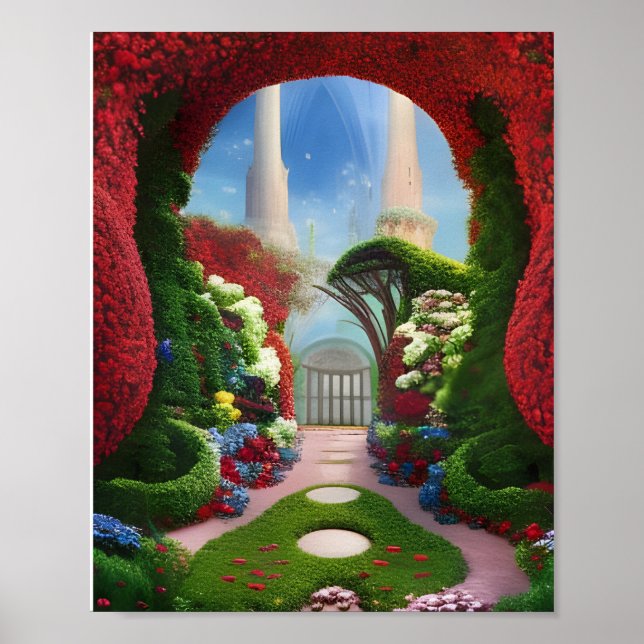 The Red Gardens Fantasy Digitale Kunst Poster (Vorne)