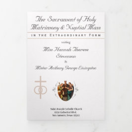 The Refined Catholic Pale Pink Wedding Dreifach-gefaltete Programmkarte
