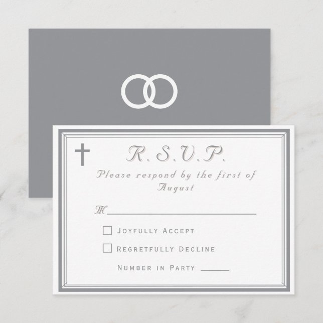 The Refined Catholic Silver Wedding RSVP Karte (Vorne/Hinten)